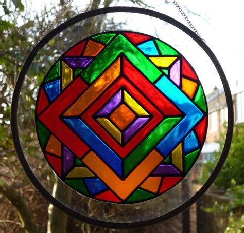 Stained Glass Mandala Roundel Suncatcher Brand New Ebay With Images Stained Glass Diy