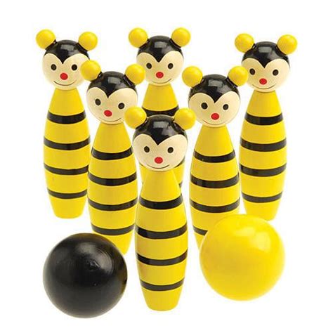 Wooden Bee Bowling Set Wooden Bumblebee Bowling Set Bee Toys Bee Birthday Party Bee Birthday