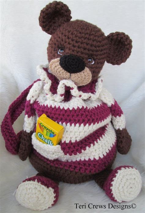 crochet pattern teddy bear back pack by teri crews wool and etsy teddy bear teddy crochet