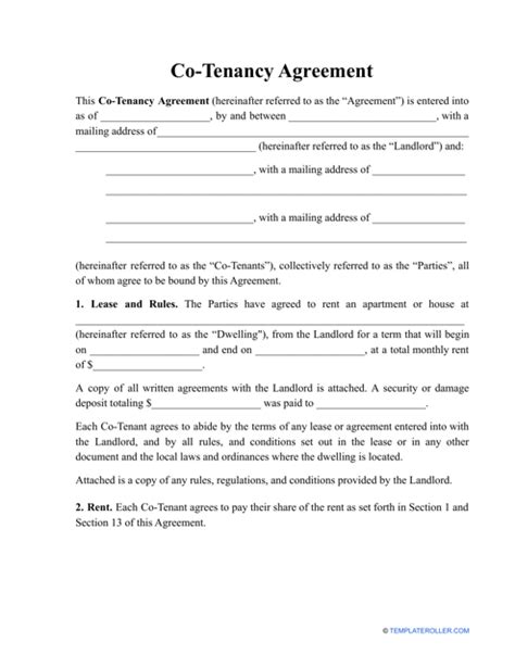 Co Tenancy Agreement Template Sixteen Points Fill Out Sign Online