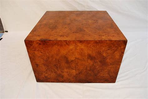 Elegant Large Burl Walnut Wood Cube Table By Milo Baughman For Sale At