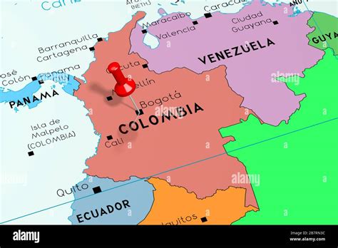 Colombia Bogotá Capital Anclado En El Mapa Político Fotografía De