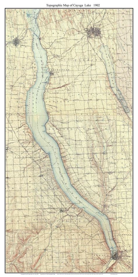 Cayuga Lake 1902 Usgs Old Topographical Map Custom Composite Print