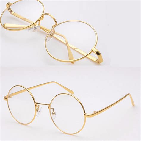 Gold Metal Vintage Round Eyeglass Frame Clear Lens Full Rim Glasses Cute Glasses Glasses Frames