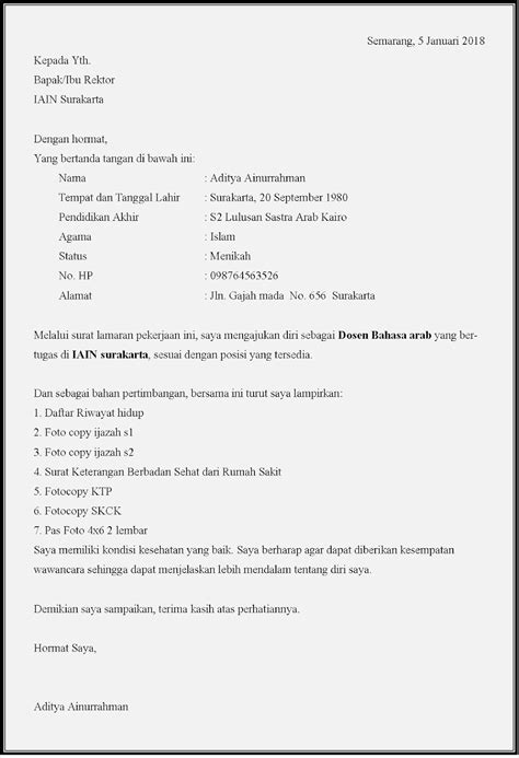 Contoh surat lamaran kerja di perusahaan swasta ii. 25+ Contoh surat lamaran kerja dosen tetap dan honorer ...