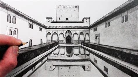 How To Draw 1 Point Perspective The Alhambra Palace Alhambra Palace