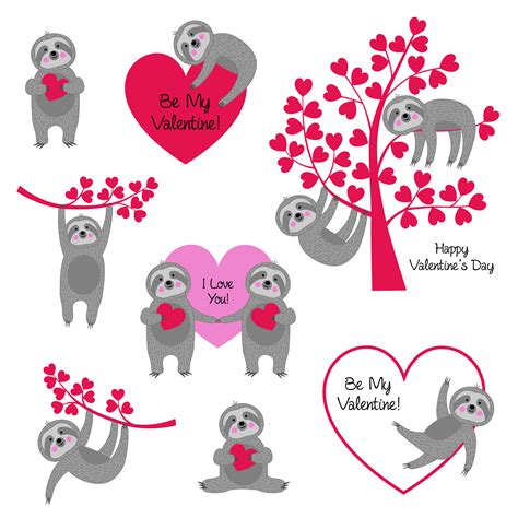 Sloth Valentines 339448 Vector Art At Vecteezy