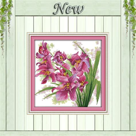 Orchid Flowers Beautiful Diy Decor Painting Counted Printed On Canvas