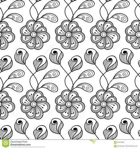 Doodle Floral Seamless Pattern Stock Vector Illustration Of Nature