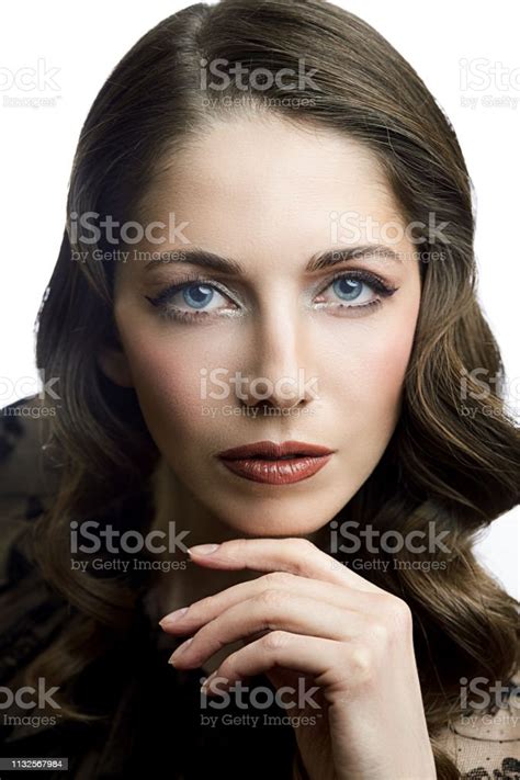 Beautiful Woman Face Close Up Studio On White Stock Photo Download