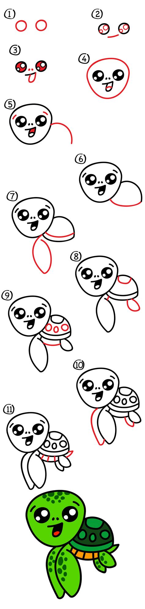 How To Draw A Turtle Step By Step Easy For Kids Turtle Sea Cartoon