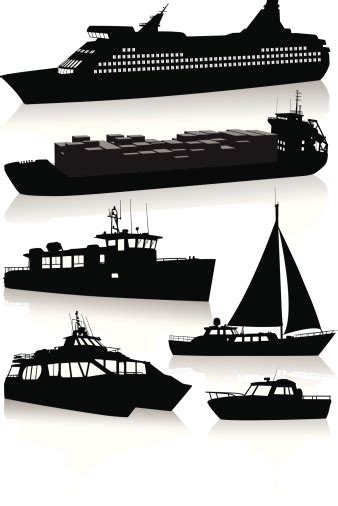 Siluet Kapal Dan Kapal Modern Ilustrasi Stok Unduh Gambar Sekarang
