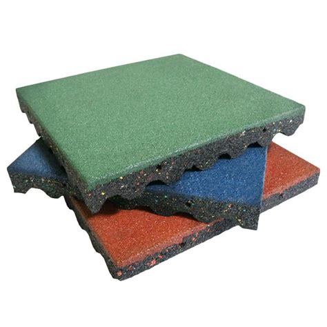 Rubber Cal Eco Safety In X In W X In L Green Rubber Interlocking Flooring Tiles