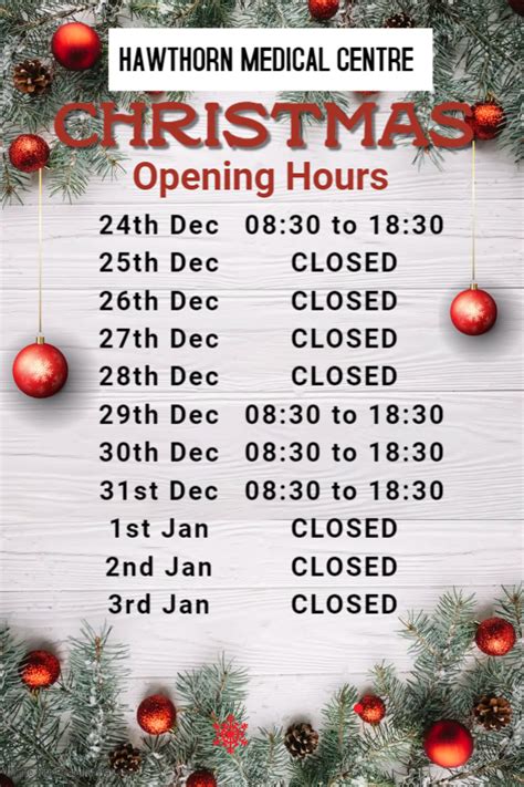 Christmas And New Years Open Hours Hawthorn Medical Centre