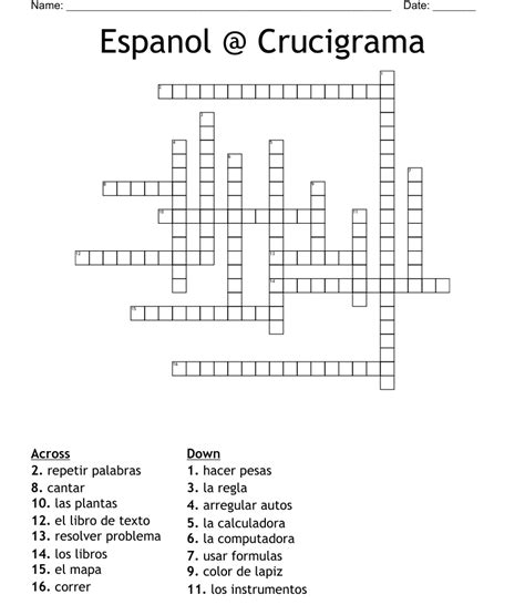 Espanol Crucigrama Crossword Wordmint