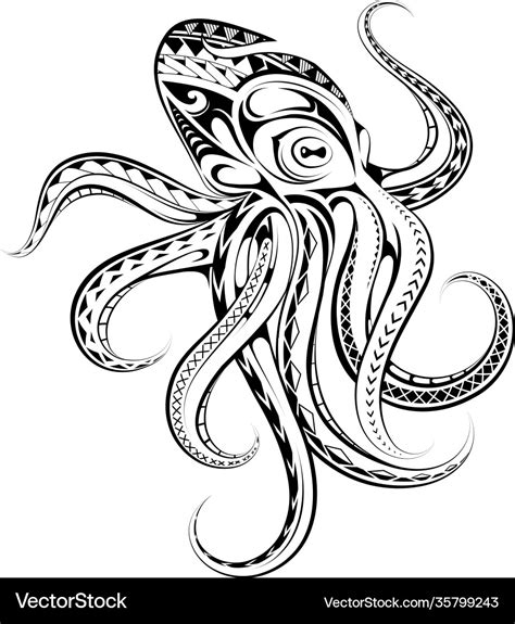 Polynesian Style Octopus Tattoo Royalty Free Vector Image