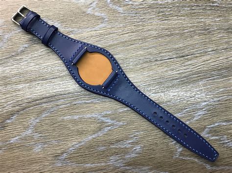 Leather Watch Band Blue Watch Band Full Bund Strap 20mm Etsy