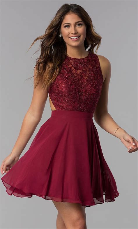 Short Embroidered Bodice Hoco Dress By Promgirl Maroon Homecoming Dress Burgundy Homecoming