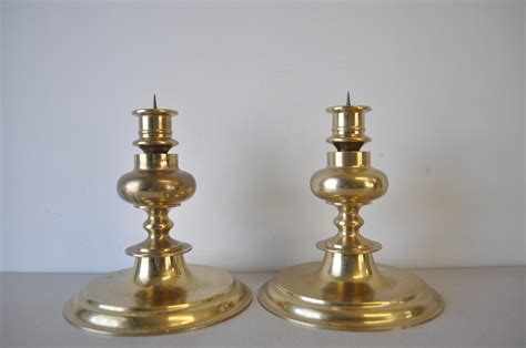 Vintage Extra Large Brass Pillar Candle Holders Mid Century Etsy Uk