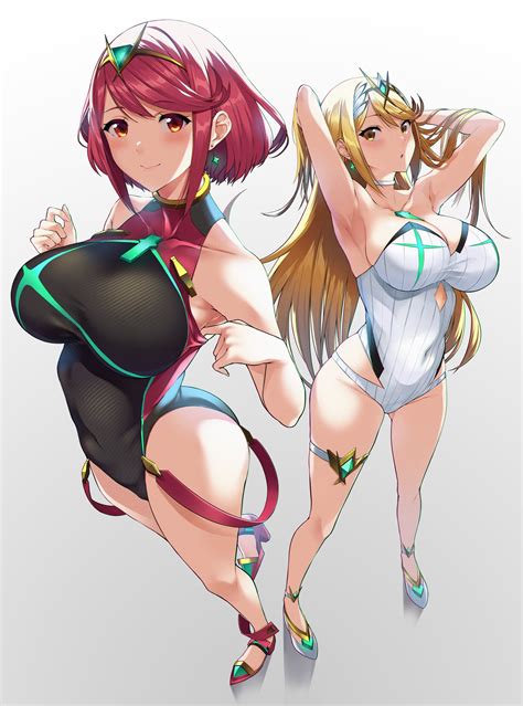 Pyra And Mythra Swimsuits Xenoblade Chronicles Know Your Meme