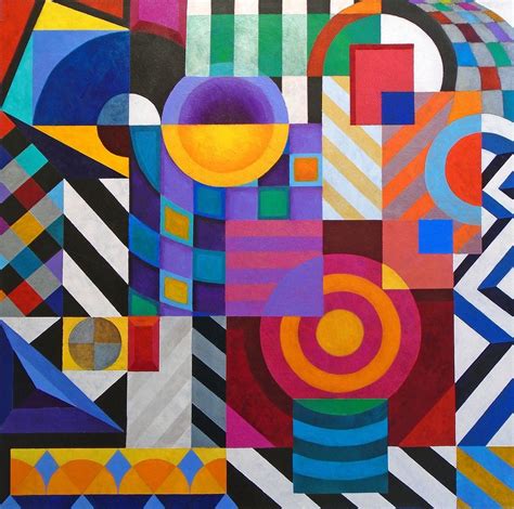 Composition Geometric Overload Acrylic Painting By Stephen