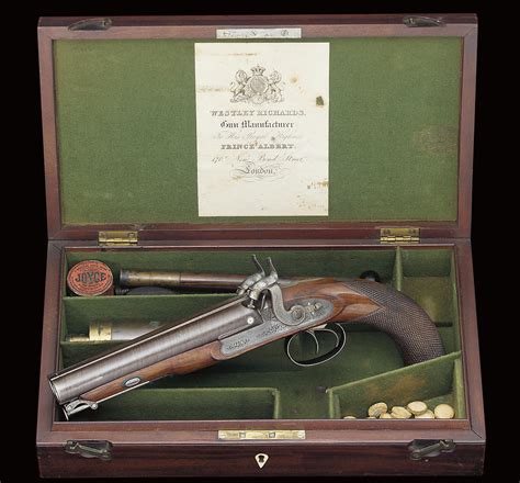 A Cased 18 Bore Db Percussion Officers Or Howdah Pistol By Westley