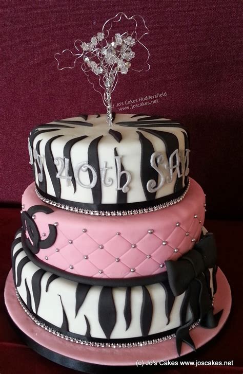 Jos Cakes 3 Tier Zebra And Pink 40th Birthday Cake