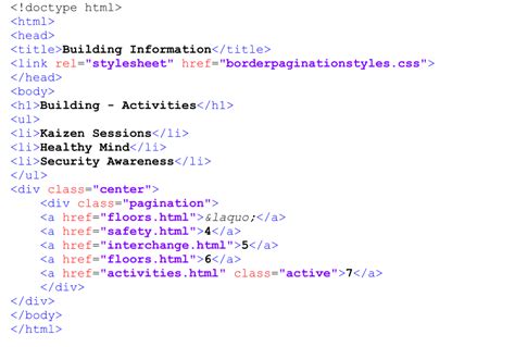 Html Code For Making Page 7 Active Attaching An External Style Sheet