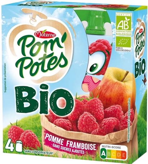 Pom Potes Pomme Framboise Sans Sucres Ajout S Bio Materne X G