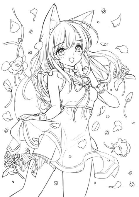 Anime Girl Singing Coloring Page Free Printable Coloring Pages For Kids