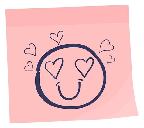 Premium Vector Heart Eyes Emoji Doodle On Color Sticky Note