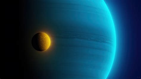 Blue Gas Giant Planet Little Moon 4k Wallpaperhd Digital Universe