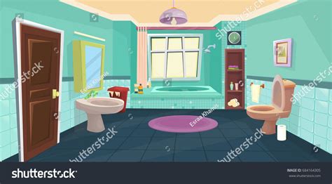 Vektor Stok Vector Bathroom Kartun Tanpa Royalti 684164305 Shutterstock