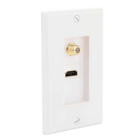 Commercial Electric 2 Gang Hdmi And Coaxial Wall Plate White 180905