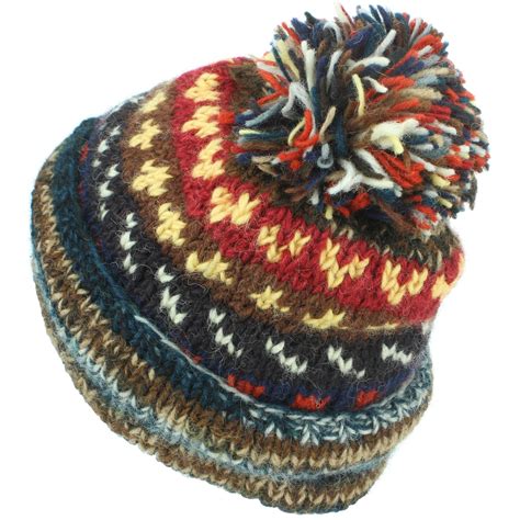 Chunky Wool Knit Beanie Bobble Hat Men Ladies Warm Winter ABSTRACT ...