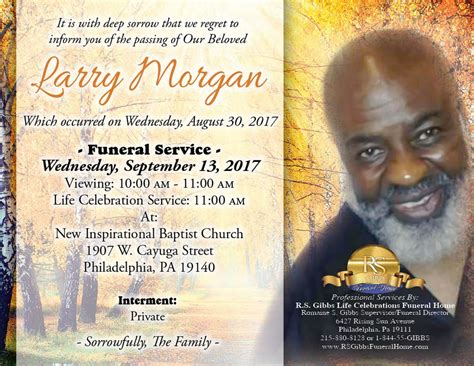 Obituary Of Larry Morgan Rs Gibbs Funeral Home Philadelphia