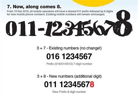 Malaysia international dialing 60 is followed by an area code. MCMC introduces 011 universal prefix with 8-digit mobile ...