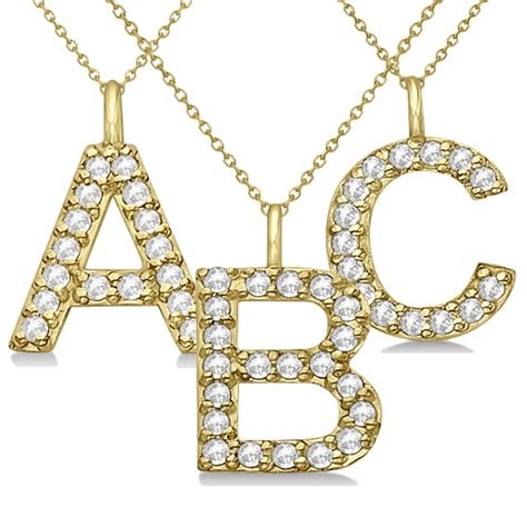 Customized Block Letter Pave Diamond Initial Pendant In 14k Yellow Gold