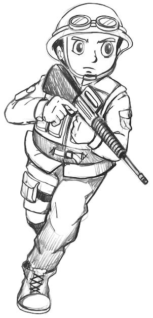 Un Boceto De Un Soldado Vector Gratis