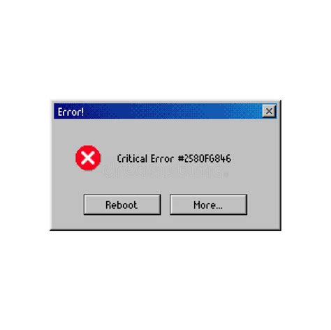 Critical Error Message Window Pc Popup Warning Stock Vector