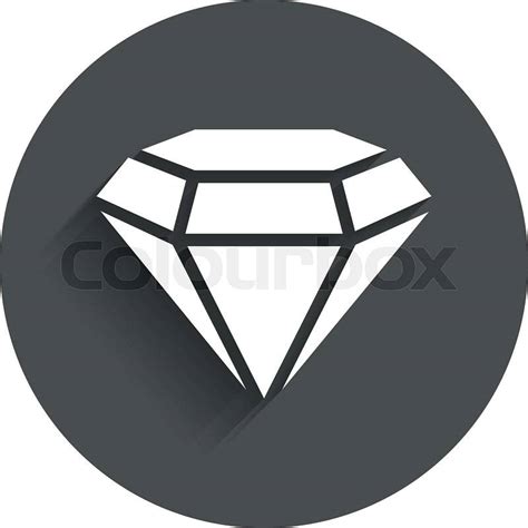 Diamond Sign Icon Jewelry Symbol Gem Stone Circle Flat Button With