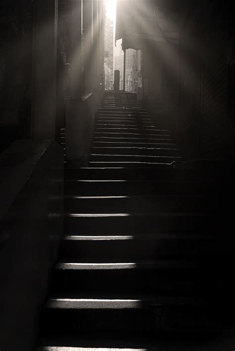 Low Angle Photography Stairs Dark Light Step Perspective Black