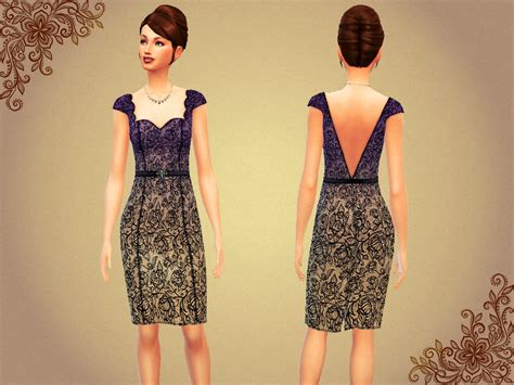 The Sims Resource Lace Dress With Belt Dawn