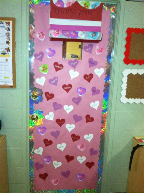 Valentines Day Classroom Door A Box Of Sweethearts Candy Being
