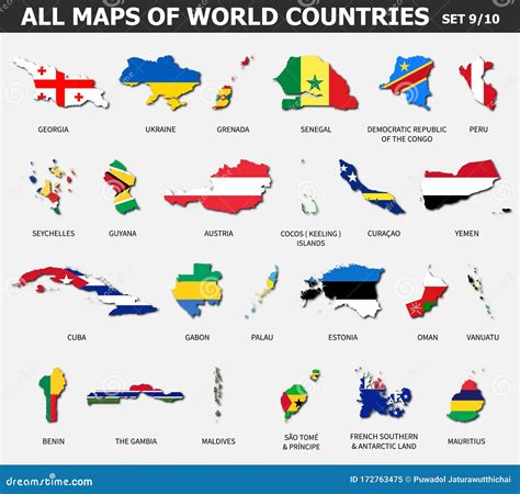 All Maps Of World Countries And Flags Set 9 Of 10 Collection Of