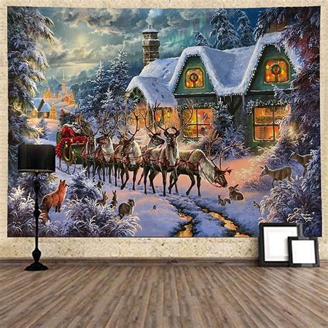Christmas Santa Claus Holiday Party Xmas Wall Tapestry Art Decor