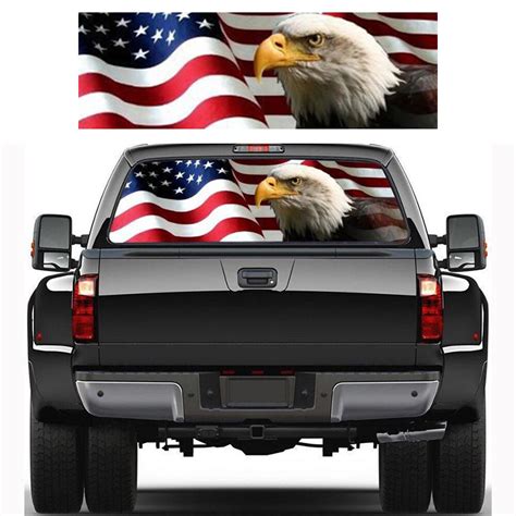 Car Sticker American Flag Eagle Rear Window Graphic Decal For Truck Suv