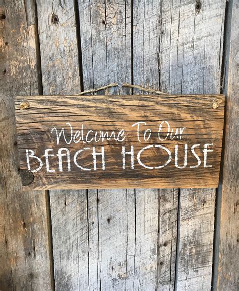 Welcome To Our Beach House Sign Barn Wood Sign Coastal Etsy