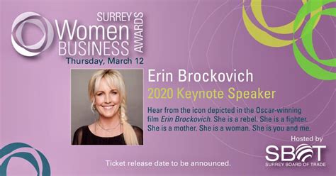 Erin Brockovich At 2020 Surrey Board Of Trade Women In Business Awards