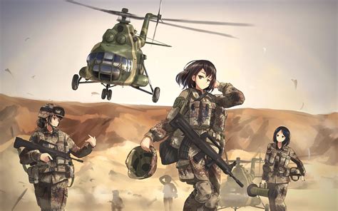 Anime Girls Army Wallpapers Wallpaper Cave